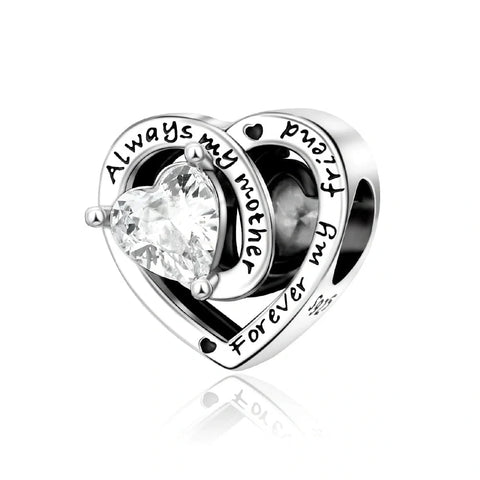 jewlouli always my mother forever my friend birthstone heart pandora charm jewelry fits pandora bracelet