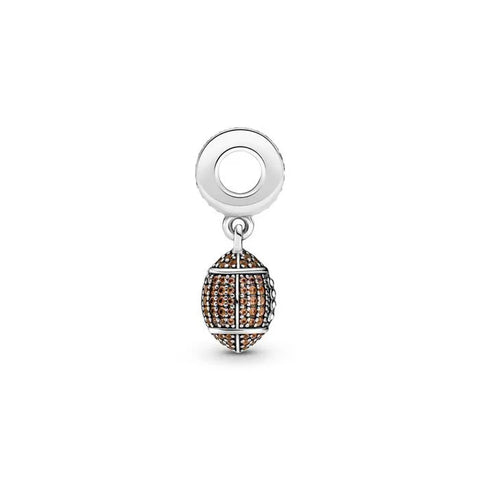 Silver Football Charm with Crystal Accents for Bracelets