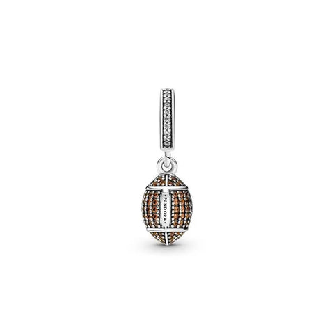 Silver Football Charm with Crystal Accents for Bracelets