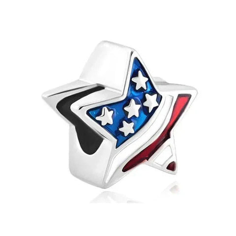 American Patriotic Star Charm - jewlouli american-patriotic-star-pandora-charm-jewelry fits pandora bracelet
