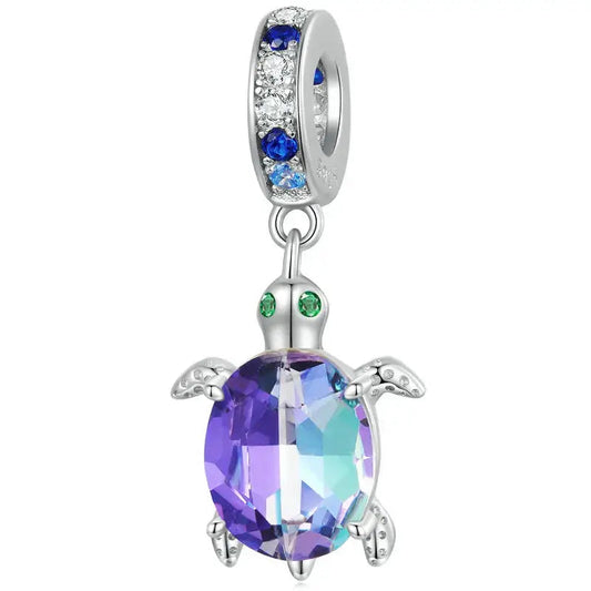 Blue turttle with green eyes charm