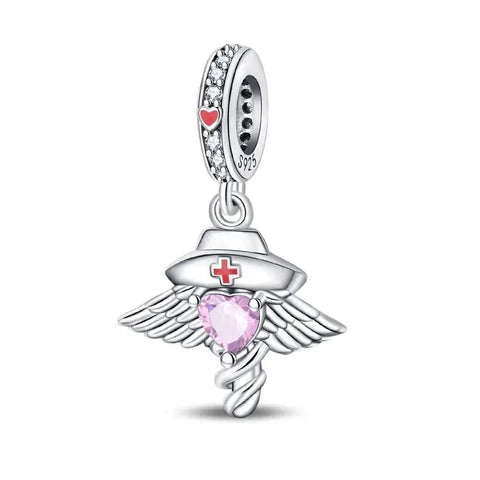 Angel Nurse Winged Heart Charm - Angel Nurse Winged Heart Charm