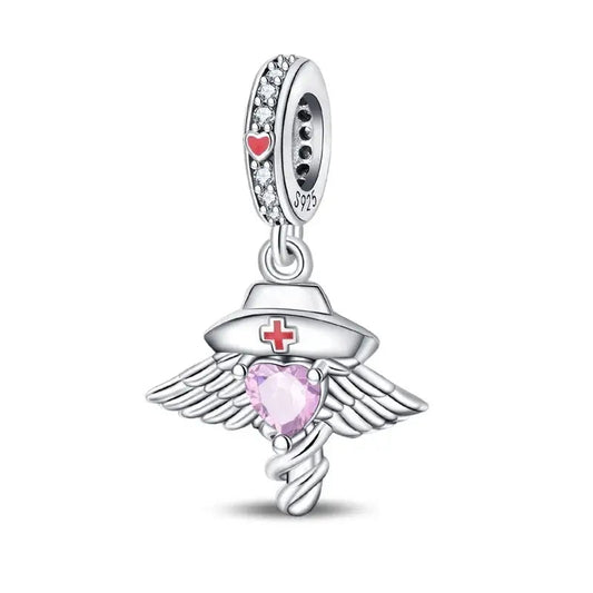 Angel Nurse Winged Heart Charm