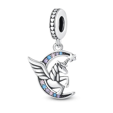 Unicorn with start and blue moon charm - Unicorn with start and blue moon charm