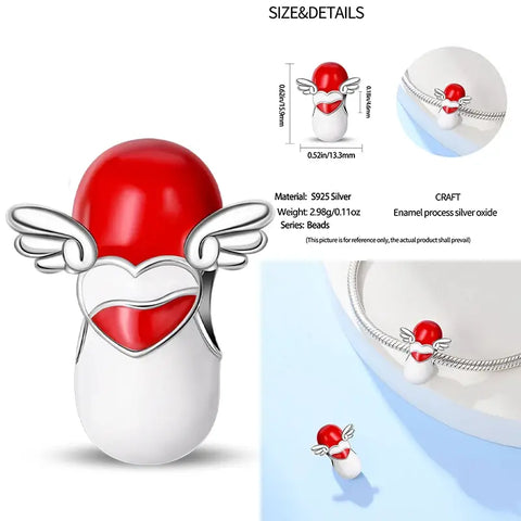 Angel Winged Pill Dangle Pendant Pandora Charm