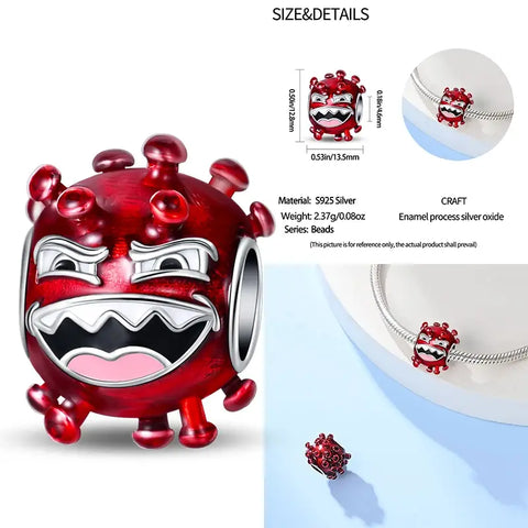 Angry Virus Dangle Pendant Pandora Charm