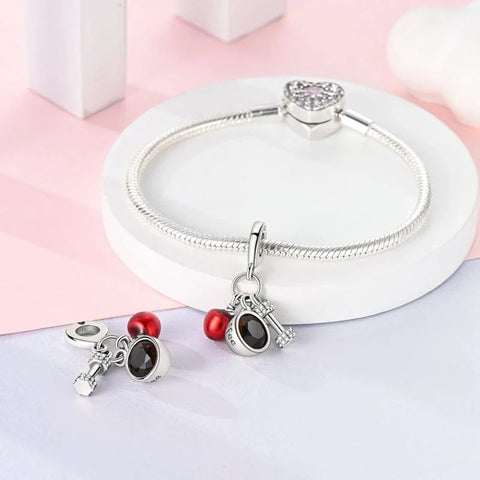 Apple, Coffee, & Dumbbell Fitness Charm - Apple, Coffee, & Dumbbell Fitness Charm
