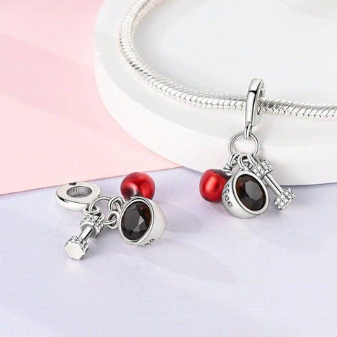 Apple, Coffee, & Dumbbell Fitness Charm - Apple, Coffee, & Dumbbell Fitness Charm