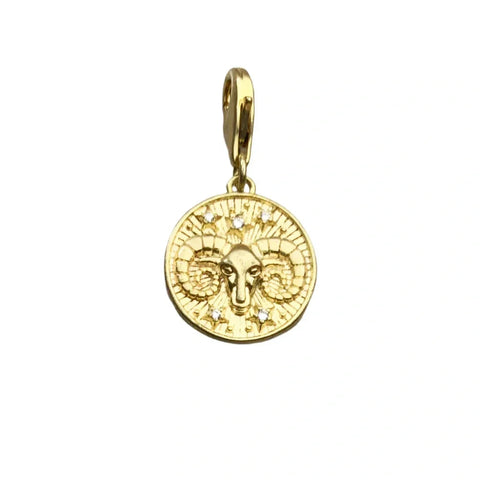 Aries Gold Pendant Charm - Aries Gold Pendant Charm