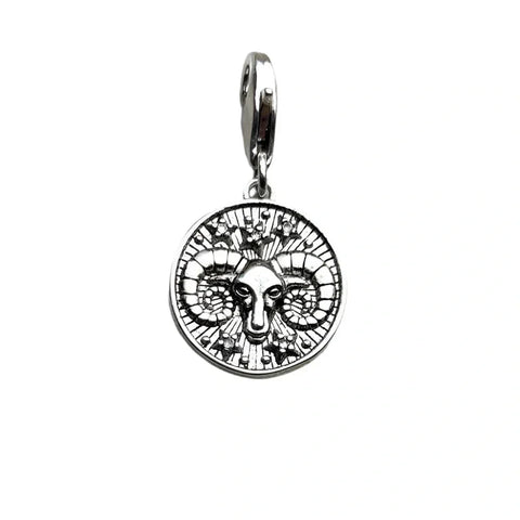 Silver Aries zodiac charm.