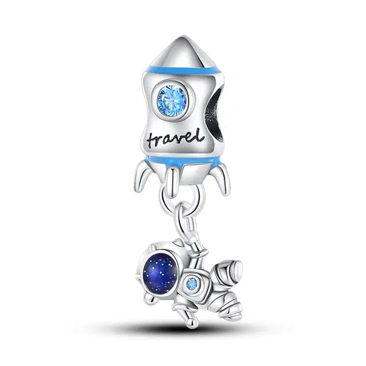 astronaut-rocket-charm fits Pandora bracelet affordable Jewelry charm