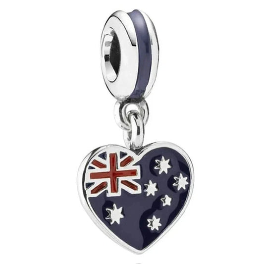 jewlouli australian-heart-flag-dangle-pandora-charm-jewelry fits pandora bracelet