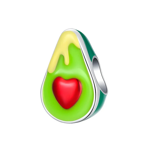 Avocado green red Heart charm