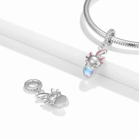 jewlouli axolotl holding a shimmering heart pandora charm jewelry fits pandora bracelet