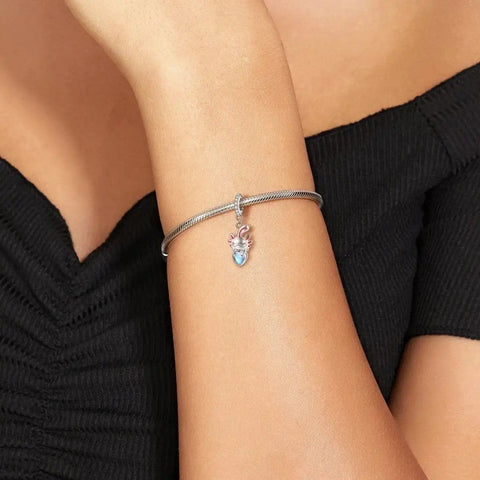 jewlouli axolotl holding a shimmering heart pandora charm jewelry fits pandora bracelet
