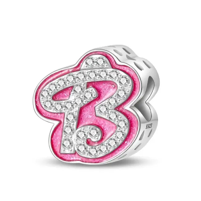 B pink charm letter for pandora bracelets