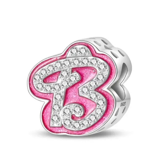 B pink charm letter - B pink charm letter for pandora bracelets