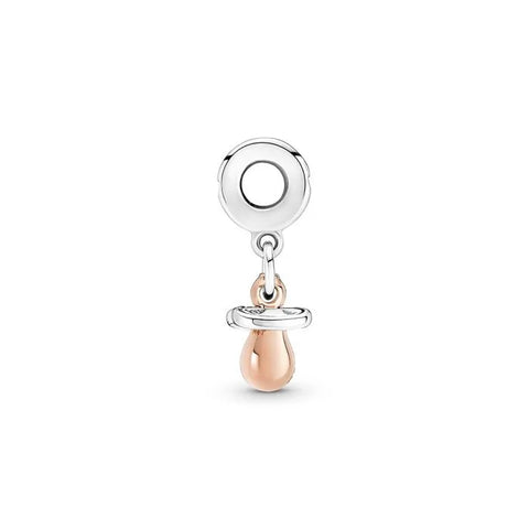 Baby Pacifier charm in rose gold and silver, fits Pandora bracelets