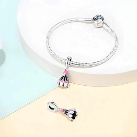 Badminton Dangle Pink Charm - Badminton Dangle Pink Charm