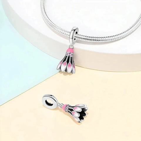Badminton Dangle Pink Charm - Badminton Dangle Pink Charm