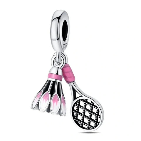 Badminton Racket & Birdie Dangle Charm - Badminton Racket & Birdie Dangle Charm