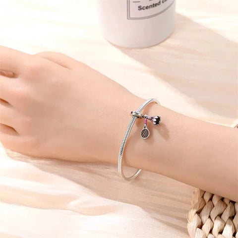Badminton Racket & Birdie Dangle Charm - Badminton Racket & Birdie Dangle Charm