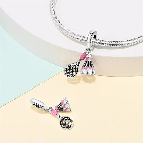 jewlouli badminton-racket-birdie-dangle-pandora-charm-jewelry__ fits pandora bracelet