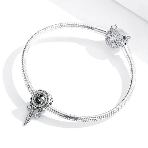 One Leaf Dream Catcher Charm - Fits pandora Bracelet