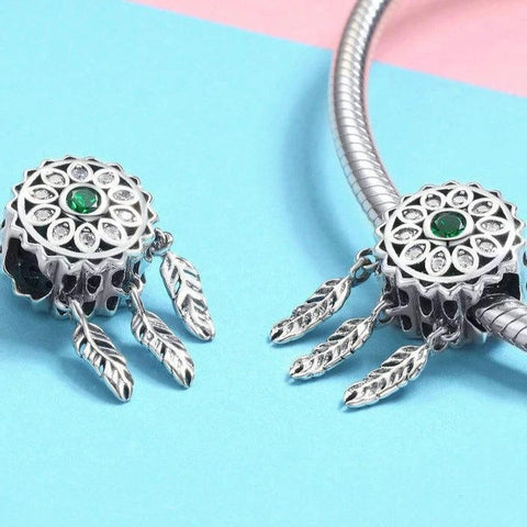 Green Dream Catcher Charm - Green Dream Catcher Charm