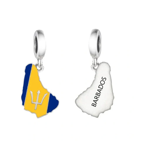 Barbados Map Dangle Charm - jewlouli barbados-map-dangle-pandora-charm-jewelry fits pandora bracelet