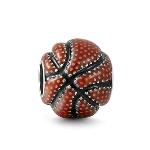 BasketBall orange Silver Charm - BasketBall orange Silver Charm