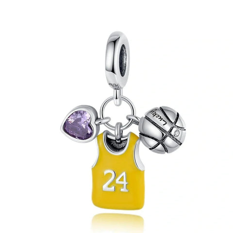 Basketball Jersey Charm with Heart and Ball - Basketball Jersey Charm with Heart and Ball