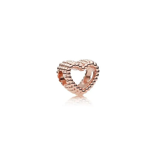 Beaded Heart Charm Pandora Rose - Elegant beaded heart charm in Pandora Rose, a romantic addition to charm bracelets.