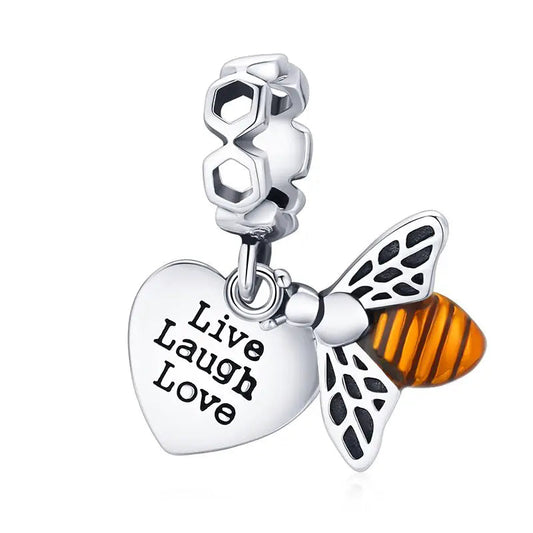 Live Laugh Love heart bee Charm