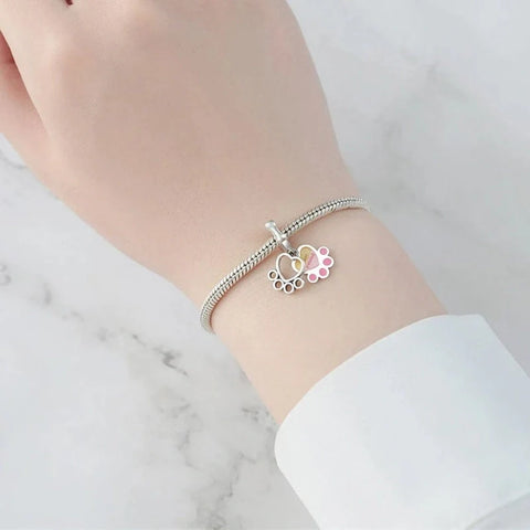 jewlouli best friend colorful pawprint dangle pandora charm jewelry fits pandora bracelet