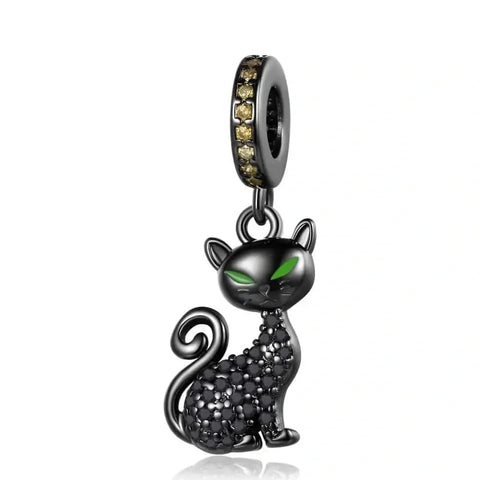 Black Cat Dangle Charm - jewlouli black cat dangle pandora charm jewelry fits pandora bracelet