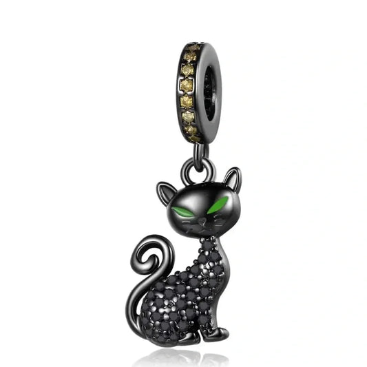 jewlouli black cat dangle pandora charm jewelry fits pandora bracelet