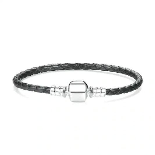 black-leather-charm-bracelet Pandora fits bracelet affordable charm Jewelry