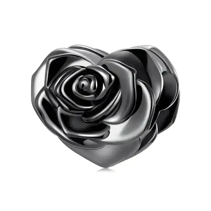 black-rose-charm fits Pandora bracelet affordable Jewelry charm