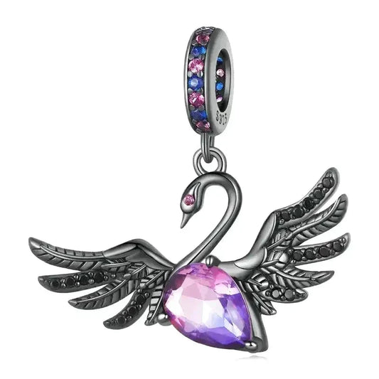 black-swan-charm fits Pandora bracelet affordable Jewelry charm