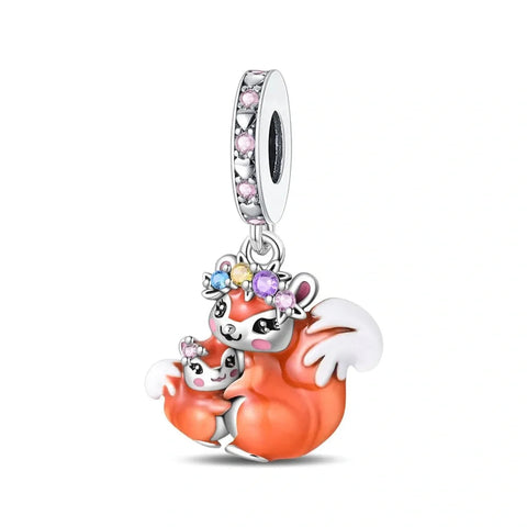 Blossom Crown Squirrel & Baby Dangle Charm - Blossom Crown Squirrel & Baby Dangle Charm