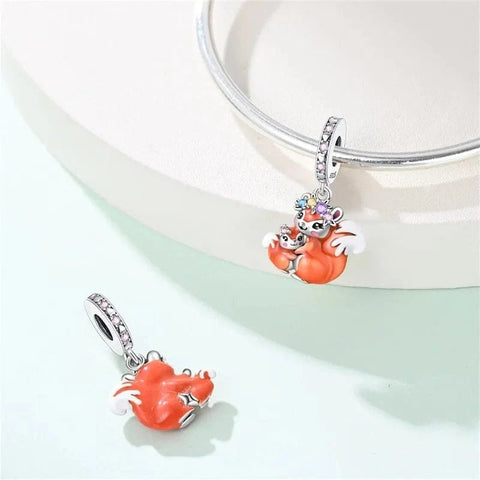 Blossom Crown Squirrel & Baby Dangle Charm - Blossom Crown Squirrel & Baby Dangle Charm
