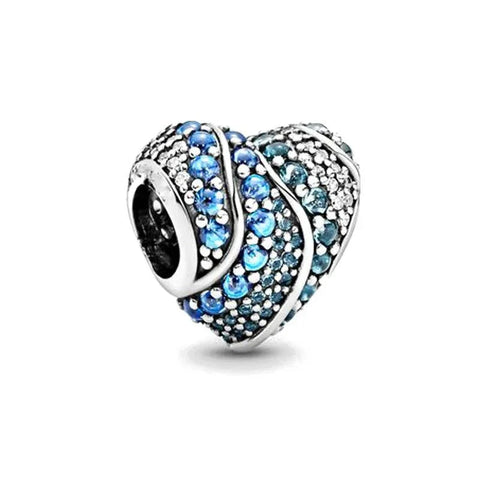 Sterling Silver Spacer Charm with Blue and Clear Crystals
