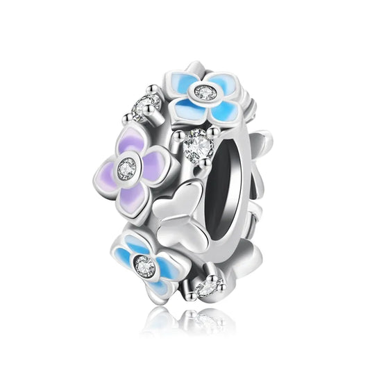 Blue and Purple Enamel Flower Charm