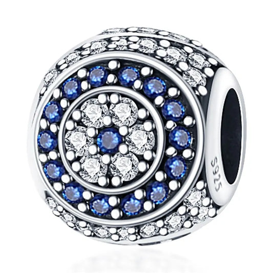 Radiant Blue and White Sapphire Circle Charm