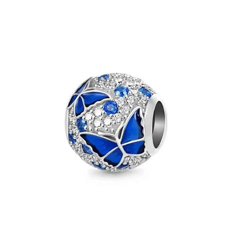 Blue Butterfly Charm with Enamel and Sparkling Stones - Blue Butterfly Charm with Enamel and Sparkling Stones