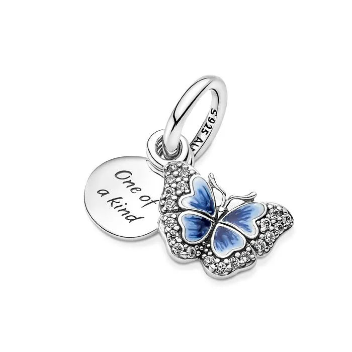 Blue Butterfly & Quote Double Dangle Charm