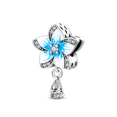 Blue Crystal Flower Charm - Blue Crystal Flower Charm