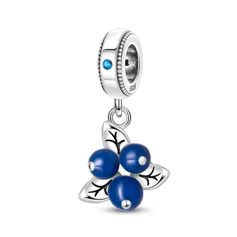Blue cherry silver Charm - Blue cherry silver Charm