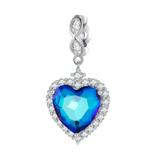 Blue Crystal Heart Charm